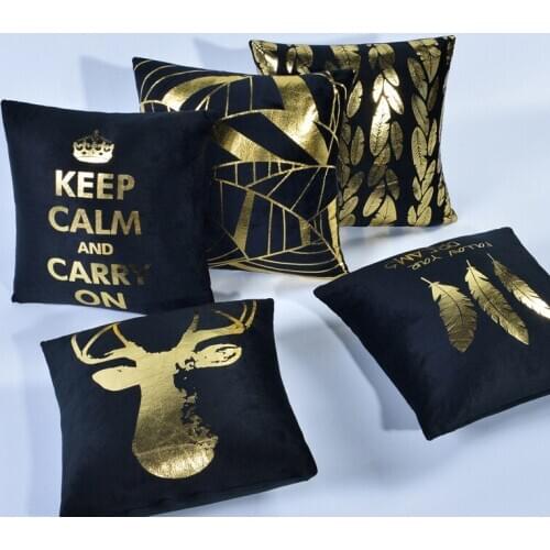 45*45 cm Gold Printed Deer Empty Boster Case Home Decorative Pillow Case Seat Pillowcase Gilding Gift Cushion Cases