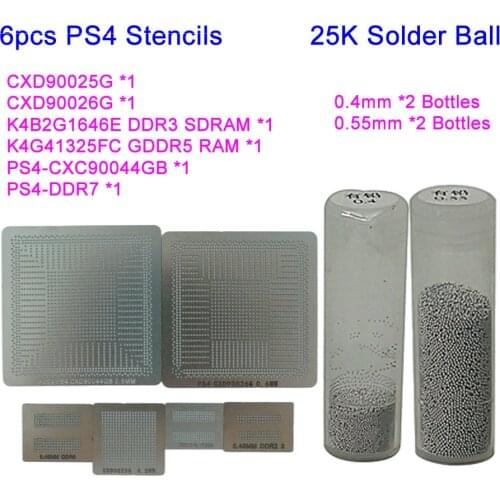 20pcs Direct Heat PS4 stencils CXD90025G CXD90026G K4G41325FC GDDR5 RAM K4B2G1646E DDR3 SDRAM + 0.4mm 0.55mm solder ball