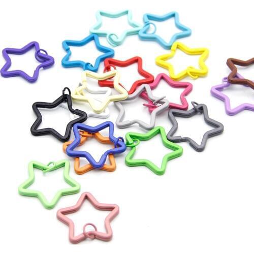 David accessories 10pcs/lot 35mm Pentagram Key Ring Pendant Colorful Fashion Jewelry DIY Handmade Materials,10Yc5969