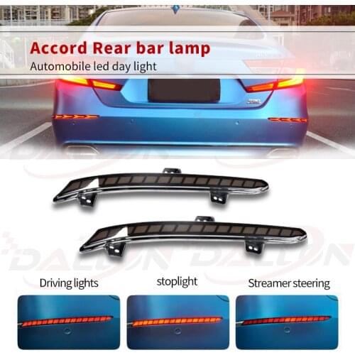 2Pcs Car Accessories Turn Signal Flashing LED Rear Bumper Reflector Brake Tail Light For Honda Accord 10th 2018 2019 2020