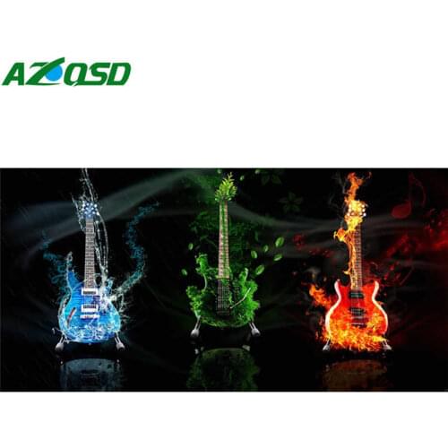AZQSD 5D Diamond Embroidery Scenery Diamond Embroidery Guitar Handmade Needlework Home Decor Diamond Mosaic Landscape Gift