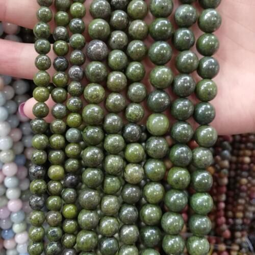 Natural Stone Beads South Africa Green Jadee 4/6/8/10/12mm Fashion Jewelry Loose Beads for Jewelry Making Necklace DIY Bracelet