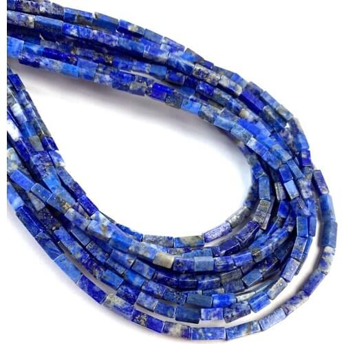 Natural Lapis Lazuli Beads Rectangle Gem Stone Loose Beads for Jewelry Making DIY Necklace Bracelet Accessories Size 2x2x4mm