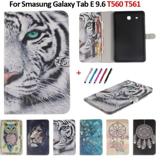 Color Pattern Tiger Lion Tablet Case For Coque Samsung Galaxy Tab E 9.6 T560 T561 Cover Funda For Samsung Galaxy Tab E 9.6" Case