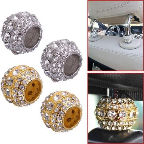 CITALL Car Styling 2pcs Replica Crystal Bling Auto Seat Headrest Collar Head Rest Interior Pole Decoration