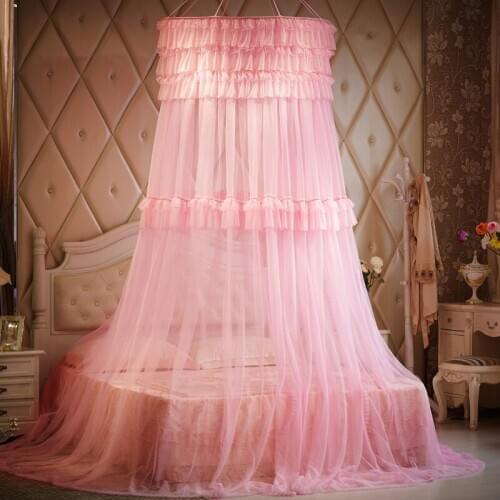 Double Lace Hung Dome Mosquito Net Romantic Hang Canopy Tent Mesh Round Curtain Universal Home Textile Wedding Supplies dosel Q