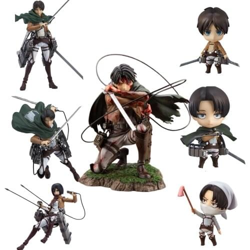 Attack on Titan Levi Ackerman Eren Jaeger Mikasa 390 417 375 Anime PVC Action Figure Figma Toys Model Kids Doll Keychain