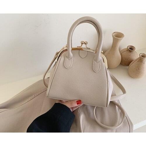 Elegant Female Tote bag 2021 New High quality Leather Womens Designer Handbag Solid color Litchi pattern Shoulder Messenger Bag