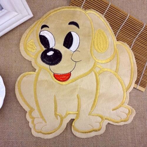 #584 Cartoon Animal Smile Dog Pactch Fleece Sew-on Patches for Cloth DIY Motif Jactket Coat Schoolbags Skirts Home Decorations