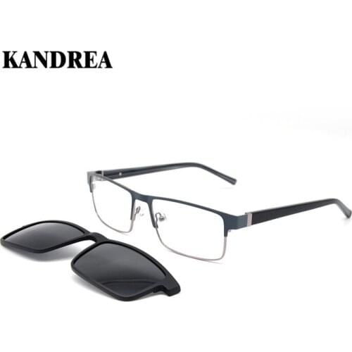 KANDREA 2021 Mens Magnetic Clip UV400 Sunglasses Men Driving Vintage Sun Glasses Brand Designer Male Black Square Sunglasses