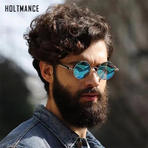 Classic Steampunk Sunglasses Men Vintage Brand Designer Metal Frame Round Glasses Retro Colorful Lens Frame Sun Glasses UV400