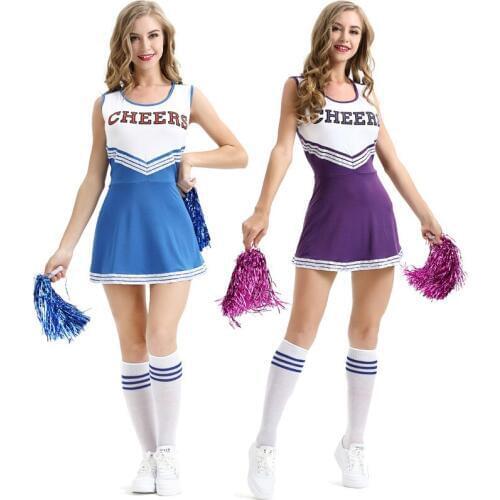 High School Girl Cheerleader Costume Cheer Uniform Cheerleading Dress Blue Black Pink Purple for Pick