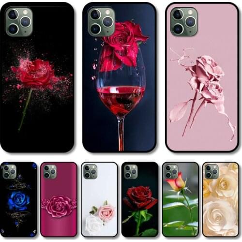 Colorful rose Phone Case cover For iphone 12 pro max 11 8 7 6 s XR PLUS X XS SE 2020 mini black cell shell