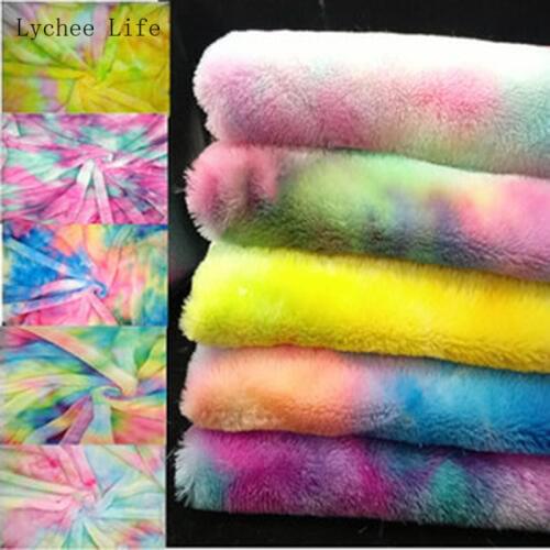 Lychee Life 20x30cm Imitation Rabbit Velvet Colorful Gradient Fabric Colorful Plush Spot Tie-dye Sewing Fabric