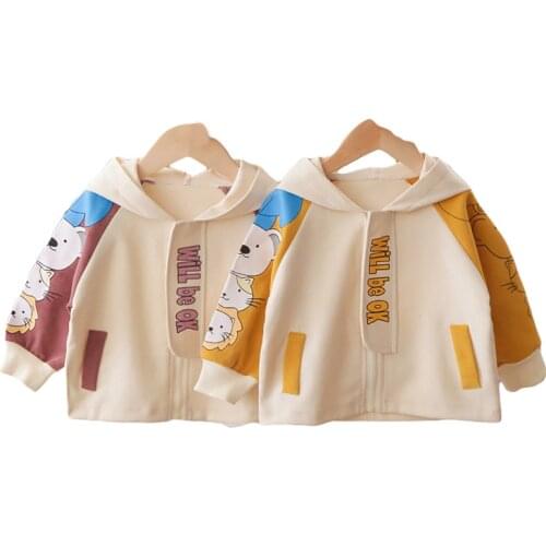 Cute Baby Girls Hoodies Boys Letter Print Outerwear Costume Infant Long Sleeve Zipper Sweatshirts Autumn Childrens Clothing
