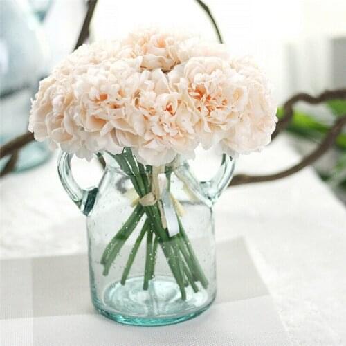 Fashion style artificial flowers Fake Silk Flowers Peony Floral Wedding Bouquet Bridal Hydrangea Decor*23 GIFT Drop shipping