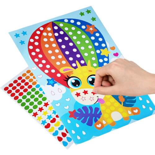 Puzzle Dot Stickers DIY Toys for Kids Children Creative Early Educational Patience Training Cute Cartoon Animal Funny Games Gift