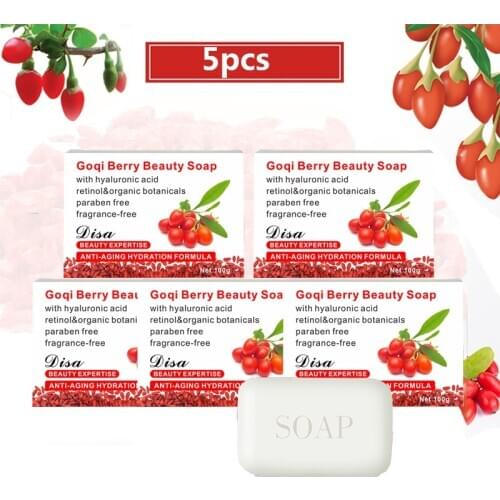 5pcs/lot Goji Soap 100g Handmade Soap Whitening Blackhead Removal Bath Shower Scrub Hands Face Skin Care Clean Soaps