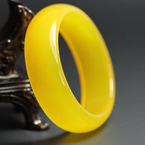 Natural agate bracelet genuine 5A yellow agate bracelet bracelet female models for widening and thickening holiday room