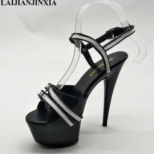 New Women Wedding Party Dancing Shoes Nightclub 17cm High Heels Sexy Thick Platform Strap Sandals Pole Dance Shoes