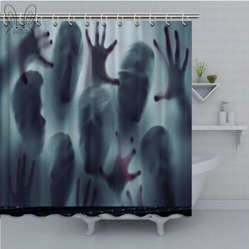 Popular Alien Shadow Bathroom Curtain Black And White Waterproof Polyester Fabric Bath Shower Curtain Home Decor Shower Sets