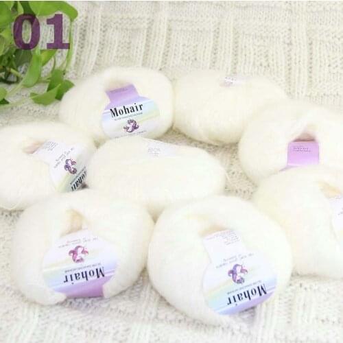 Sale New 8BallsX25g Luxury Soft Mohair Warm Wrap Shawl Hand Knit Crochet Yarn Off White 291-01-8