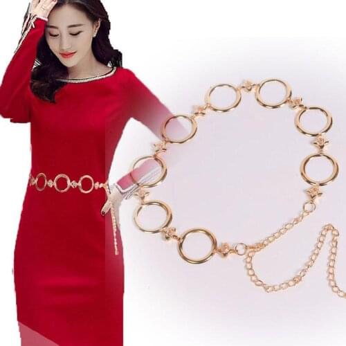 Fashion Personality Circle Metal Decoration Belt for Women Dress Waist Chain Body Jewelry