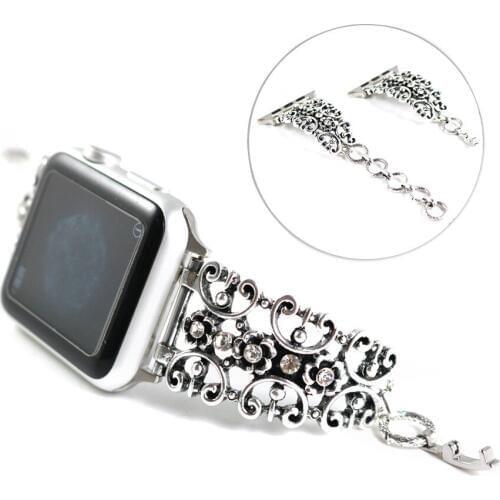 For Apple Watch Band Series SE/6/5/4/3/2 Vintage Chain Steel Strap Carved Exquisite Bracelet Belt for iWatch 38MM 42MM 40MM 44MM