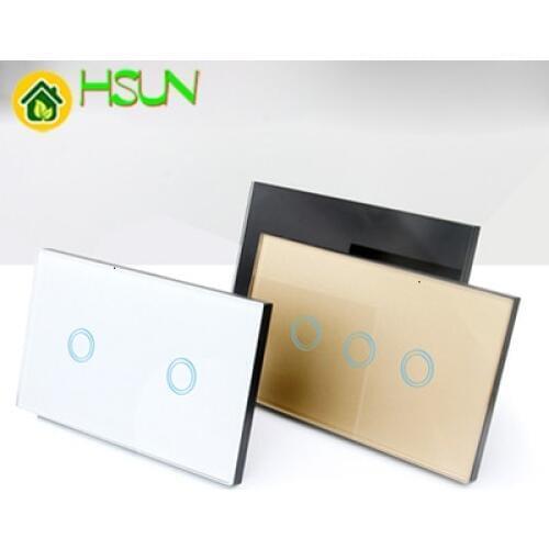 120 type US /AU Standard Touch screen Switch 2 Gang Glass Touch Switch 110-240V Light Sensor Waterproof Switch remote control