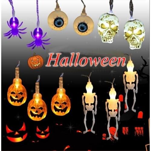 Halloween Ghost Festival Battery LED String Lights Holiday Party Decoration Acrylic Pumpkin Spider Bat Horror Atmosphere Lamp