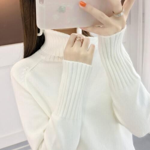 Knitted Pullover Sweater Women 2020 Spring Autumn Neck V-neck Pullover Sweaters Slim Lace Black White knitwear Tops Female