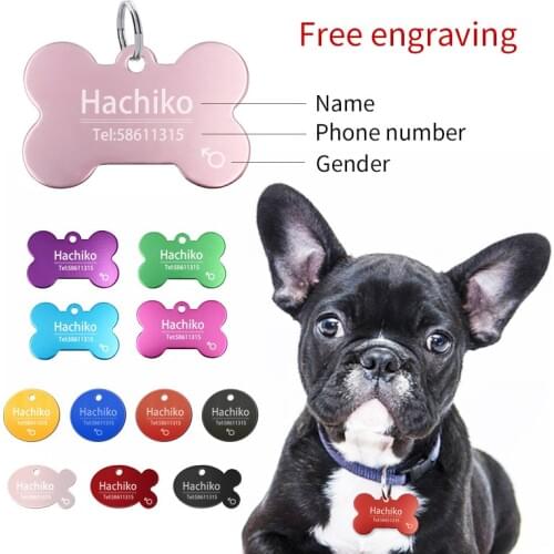 YVYOO 1pcs cat dog ID tag Free engraving dog Collar pet Charm Pet name pendant Bone Necklace Collar Puppy cat collar accessory
