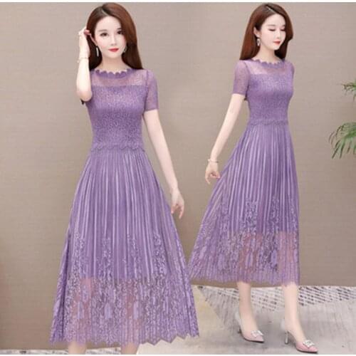 High Street Purple Lace Bodycon Sexy Midi Dress 2021 Spring Summer 3XL Plus Size Solid Vintage Dress Elegant Women Party Vestido