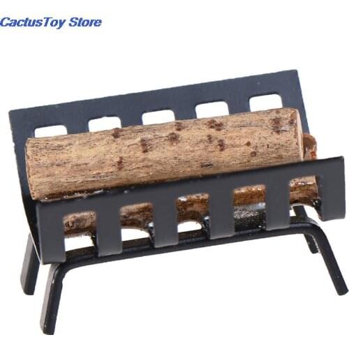 1/12 Dollhouse Furniture Metal Rack with Firewood for Fireplace Model