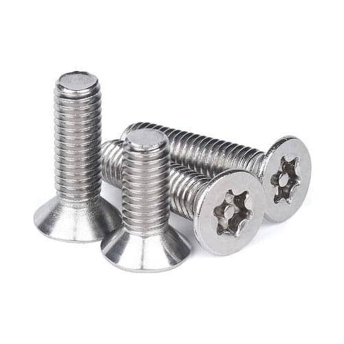 10pcs M5 Torx countersunk screws T&TX flat head anti-theft with post screw mechanical bolts stainless steel bolt 8mm-60mm long
