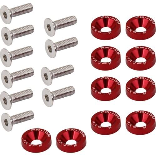 10x Universal Bumpers Fender Washers Kit M6 Bolt Screw Engine Aluminum 8 Colors