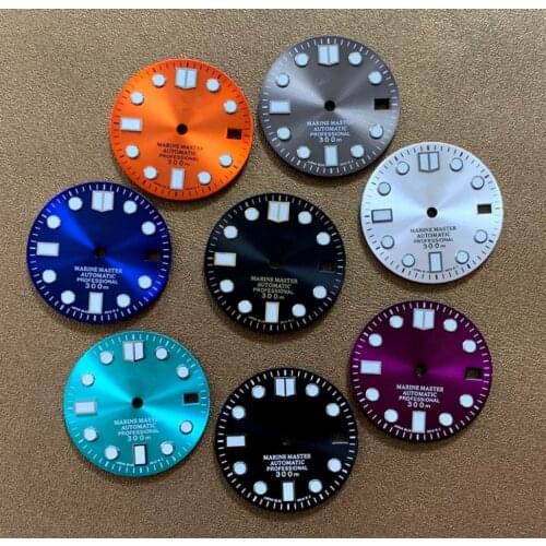 29mm Green Luminous Watch Dial without Lens for NH36A Movement with S Logo