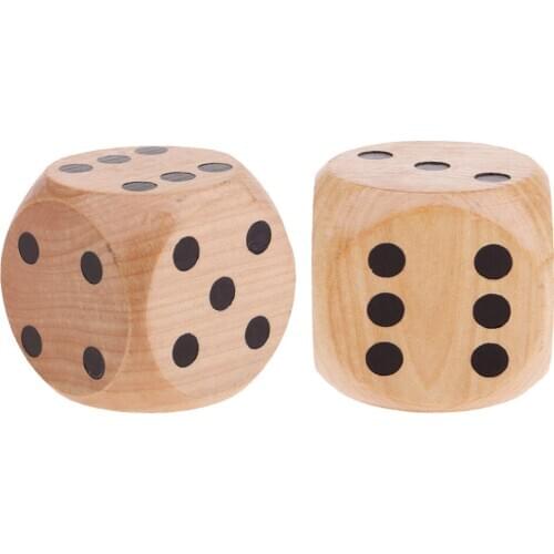 2x Creative Large Wooden D6 Six Sided Dices Set For DND RPG Party Games Wood
