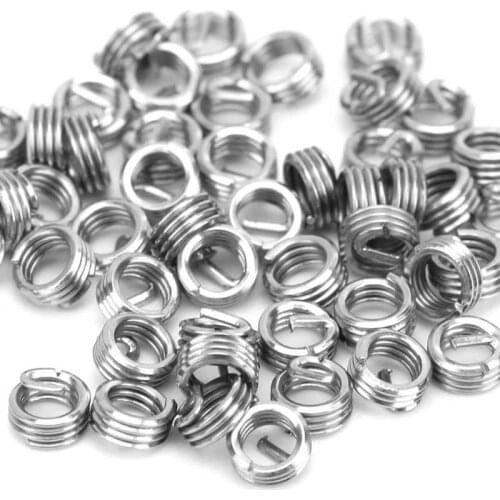 50Pcs 2-56 6-32 Wire Thread Insert Stainless Steel Screw Hole Repairing Trimming Set US Unit 1D 1.5D 2D 2.5D 3D Thread Insert