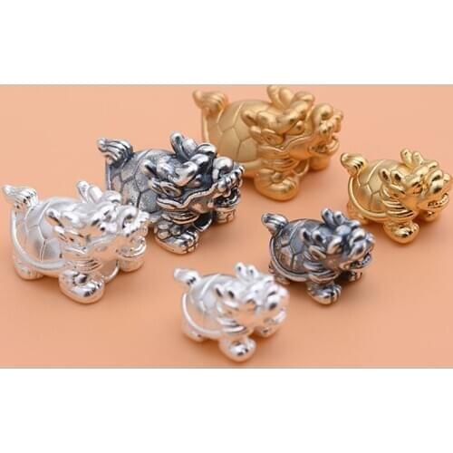 999 foot Silver 3D hard silver transfer bead accessories Zhaocai Dragon Tortoise separated bead hand-made DIY material weaving a