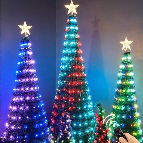 Addressable Luxury Optical Fiber Christmas Tree SK6812 WS2812B IC LED Flower Lamp Colorful Luminous Decor Xmas Artificial Tree