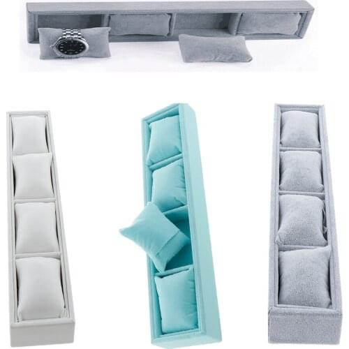 Velvet Bracelet Bangle Watch Display Showcase Organizer Holder with 3 Pillow