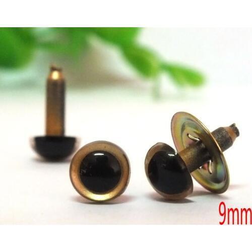 Free shipping!!! Gold Safety Eyes Plastic Doll Eyes With Washers---9mm