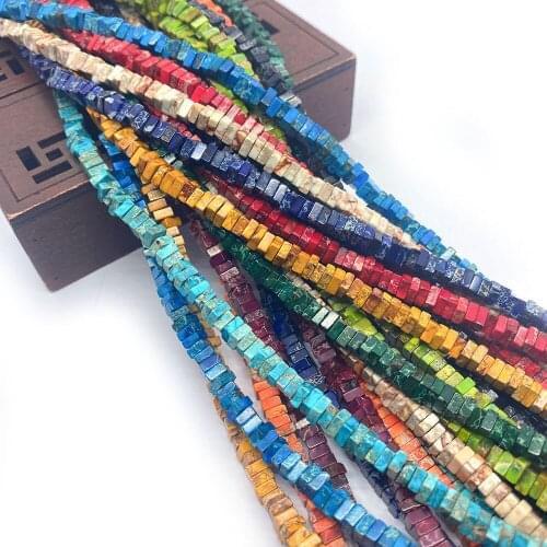 180pcs Natural Emperor Stone Beads Cuboid Necklace Earrings Beads for Jewelry Making DIY Accessories Charms for Bracelets 2x4mm