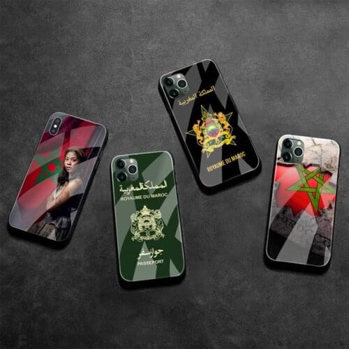Morocco Flag Coat Of Arms Phone Case Tempered Glass For iPhone 12 Pro Max Mini 11 Pro XR XS MAX 8 X 7 6S 6 Plus SE 2020 cover