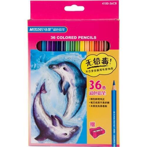 MARCO 4100 color pencil painting coloring crayons 12/24/36 students hand-painted graffiti pen drawing oil