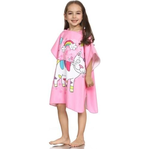 ED-Lumos Pink Cat Hooded Kids Bath Towel Beach Towel Wrap Folding for Girls Toddlers Under Age 7
