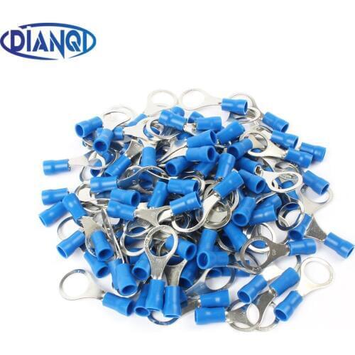 DIANQI RV2-10 Blue Ring insulated terminal Cable Wire Connector suit 1.5-2.5mm cable Crimp Terminal 100PCS/Pack
