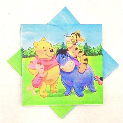 Disney20pcs/set Winnie Bear Baby Paper Napkin Party Kids Happy Birthday Decoration Party Supplies Theme Party Favors Set