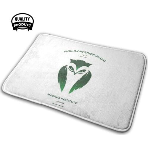 Vigilo Operior O Soft Interesting Room Goods Rug Carpet Podcast Horror Dark Owl Green Shield Emblem Coat Of Arms Plaque